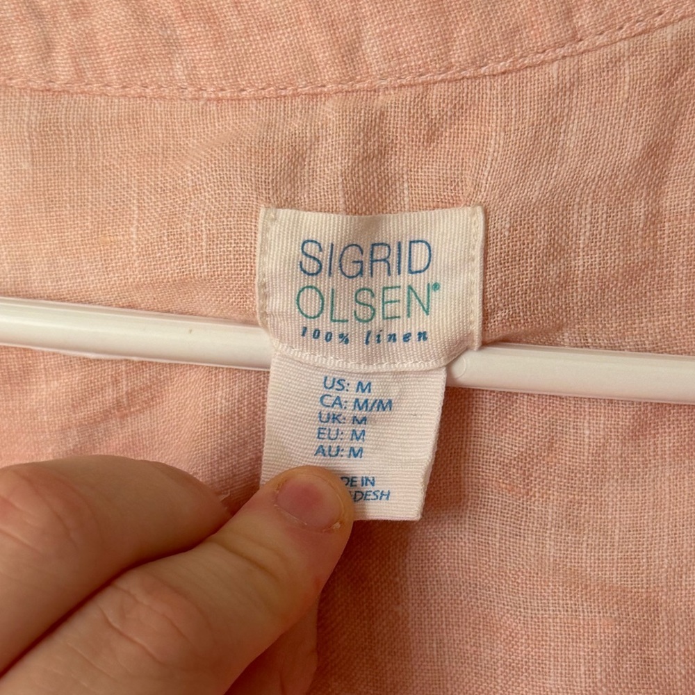 Sigrid Olsen Peach Linen Top Women’s Medium Bohemian - Picture 3 of 5